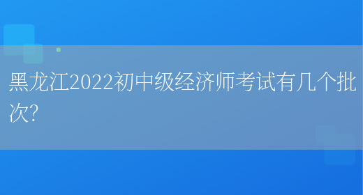 黑龙江2022初中级经济师考试有几个批次？(图1)