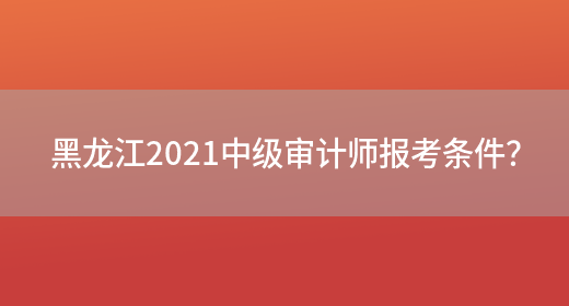 黑龙江2021中级审计师报考条件？