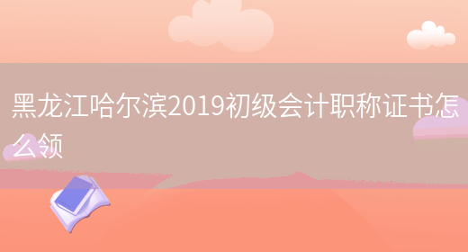 黑龙江哈尔滨2019初级会计职称证书怎么领(图1)