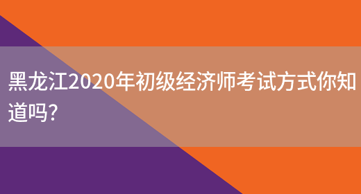 黑龙江2020年初级经济师考试方式你知道吗？(图1)