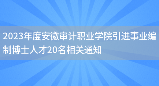 2023年度安徽审计职业学院引进事业编制博